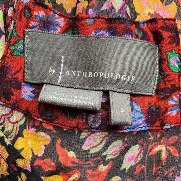 Anthropologie Helene Floral Ruffle Trim Boho Tunic Dress Size Small Oversized - Picture 9 of 12